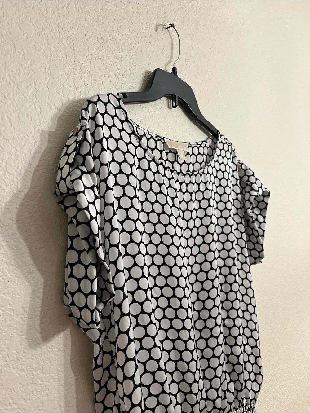 Michael Kors Black and White Polka Dot Blouse office wear/ elevated casual